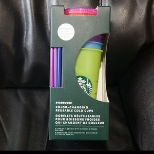 24 oz Starbucks Color Changing Reusable Cold Cups W/ Straws